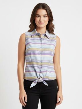 Ann Taylor‎ Women’s Multicolor Striped Sleeveless Button-Up Shirt Size 6
